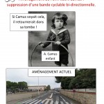 Aménagement de l’av. Albert Camus : suppression d’une bande cyclable bi-directionnelle.