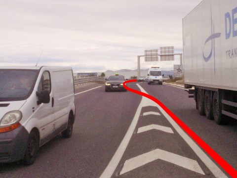Vue d'en face, coté pont sur l'A9